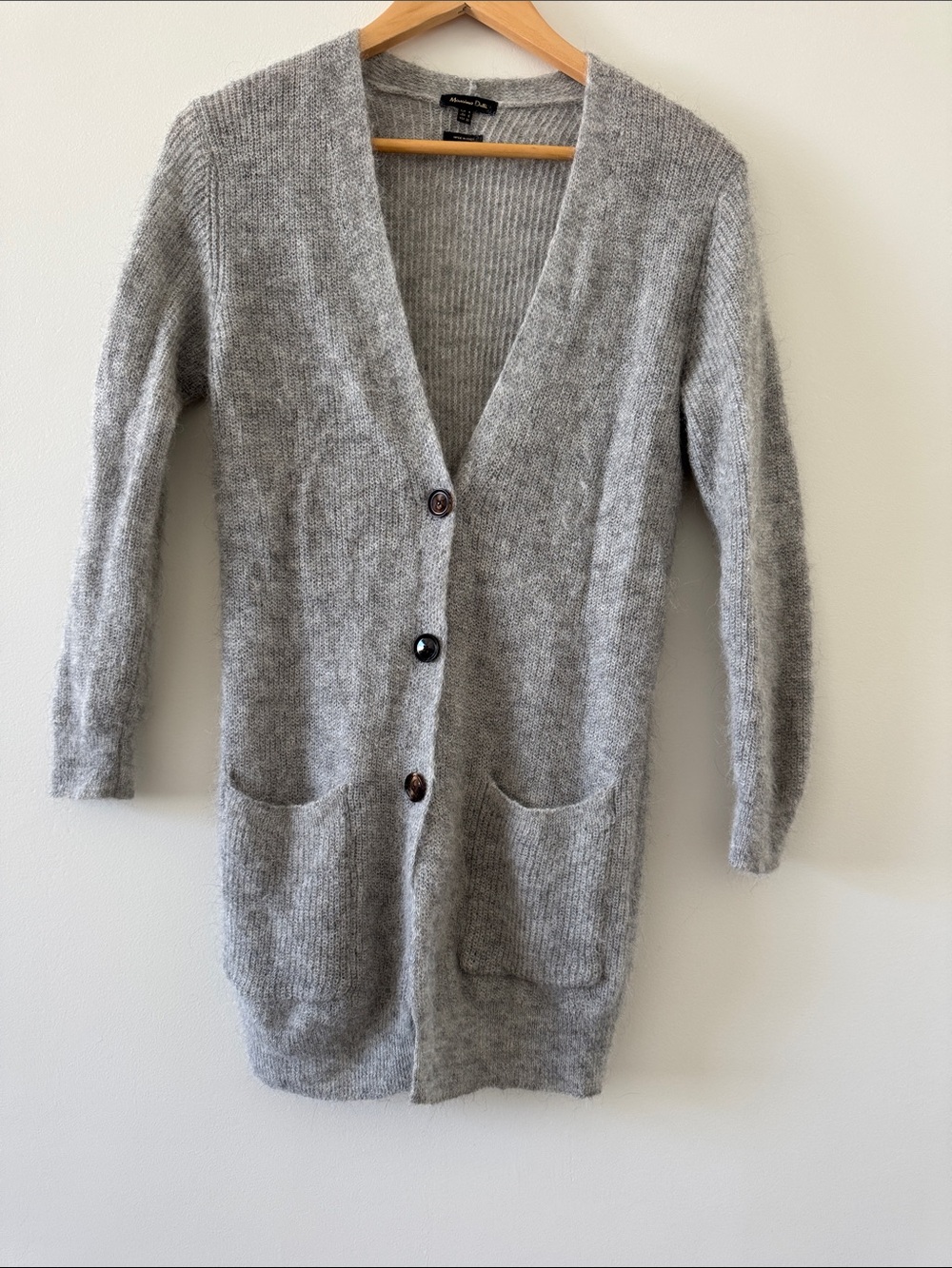 Y2K Massimo Dutti Gray Alpaca Long Cardigan Sweater Minimalist S Quiet Luxury